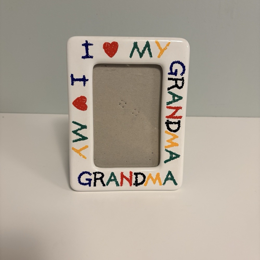 I Love My Grandma Ceramic Picture Frame White Colorful Hand Painted Style 5x7